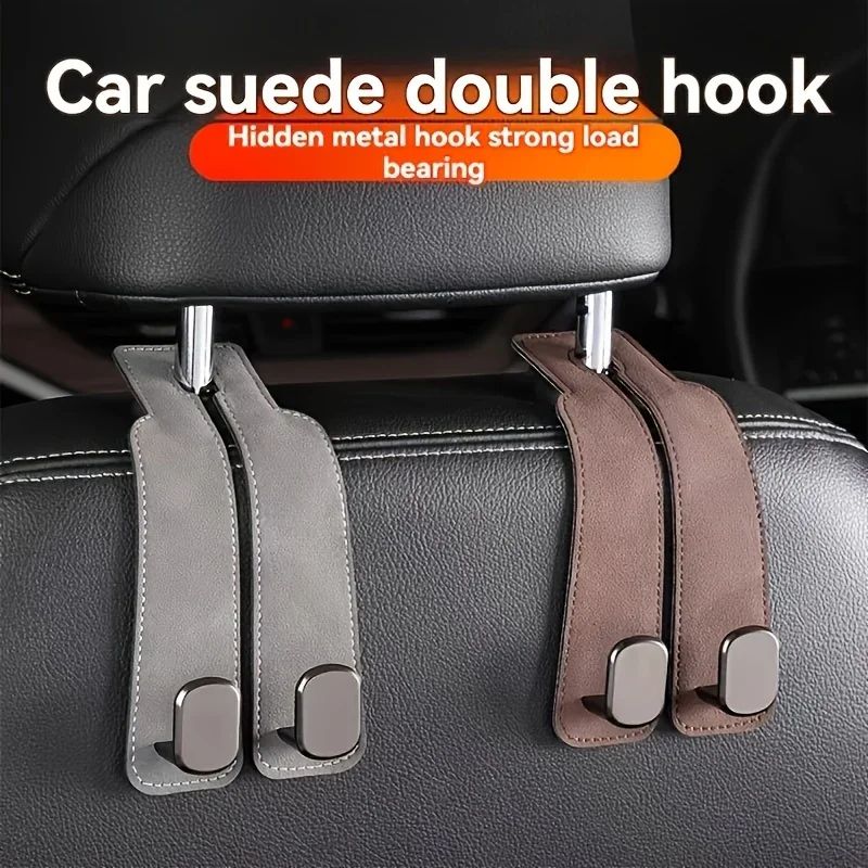 Premium Car Seat Back Hook – Leather & ABS Headrest Purse Hook