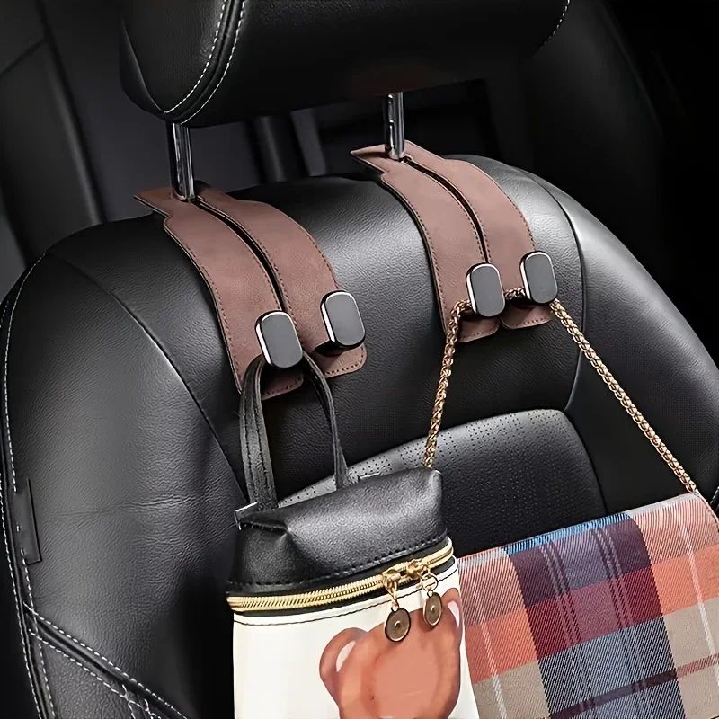 Premium Car Seat Back Hook  Leather  ABS Headrest Purse Hook 3