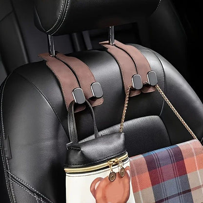 Premium Car Seat Back Hook  Leather  ABS Headrest Purse Hook 3