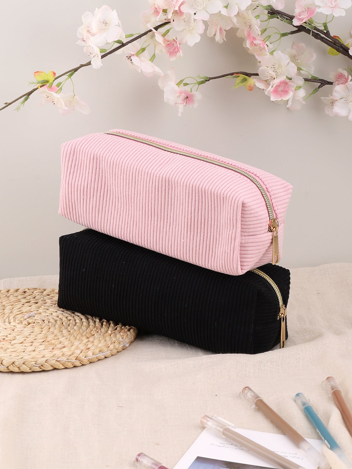 Large Capacity Pencil Case, School Supplies Stationery Bag, Solid Color Pencil Case for School