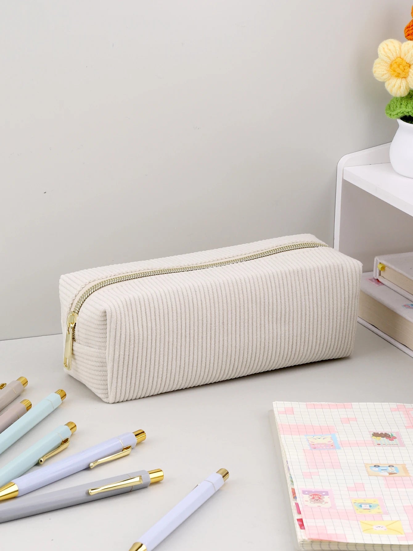 Large Capacity Pencil Case, School Supplies Stationery Bag, Solid Color Pencil Case for School