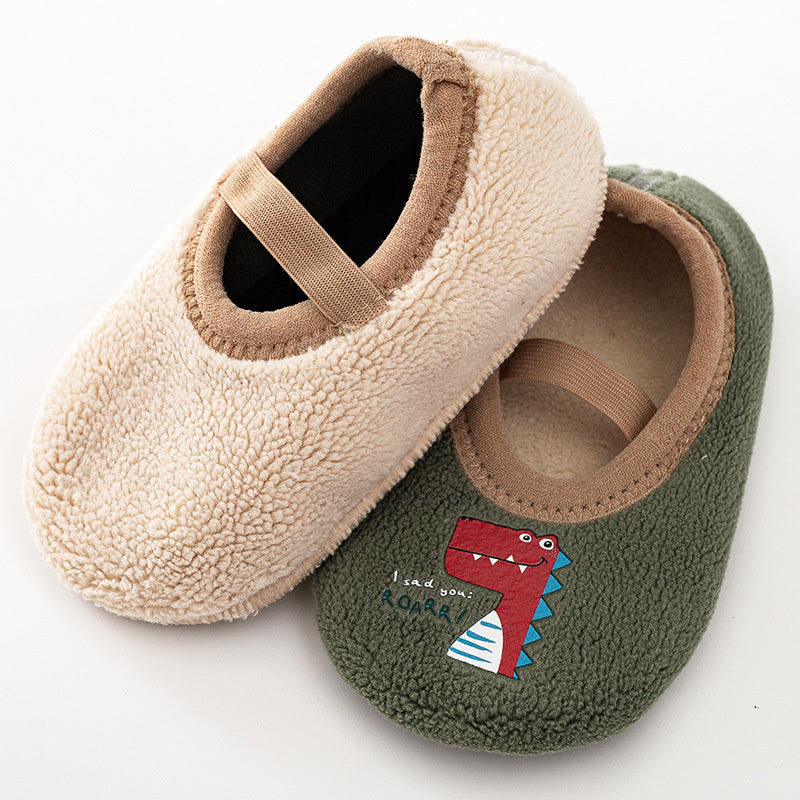 Anti Slip Newborn Baby Shoes Cartoon Slippers For Boys Girls Rubber Sole Winter First Walk Shoes In 1