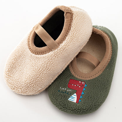 Anti Slip Newborn Baby Shoes Cartoon Slippers For Boys Girls Rubber Sole Winter First Walk Shoes In 1