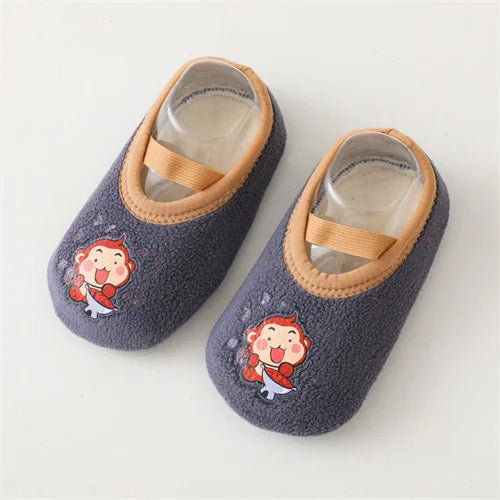 Anti Slip Newborn Baby Shoes Cartoon Slippers For Boys Girls Rubber Sole Winter First Walk Shoes In 7