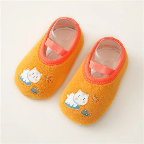 Anti Slip Newborn Baby Shoes Cartoon Slippers For Boys Girls Rubber Sole Winter First Walk Shoes In 8
