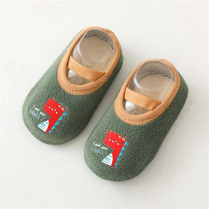 Anti Slip Newborn Baby Shoes Cartoon Slippers For Boys Girls Rubber Sole Winter First Walk Shoes In 10