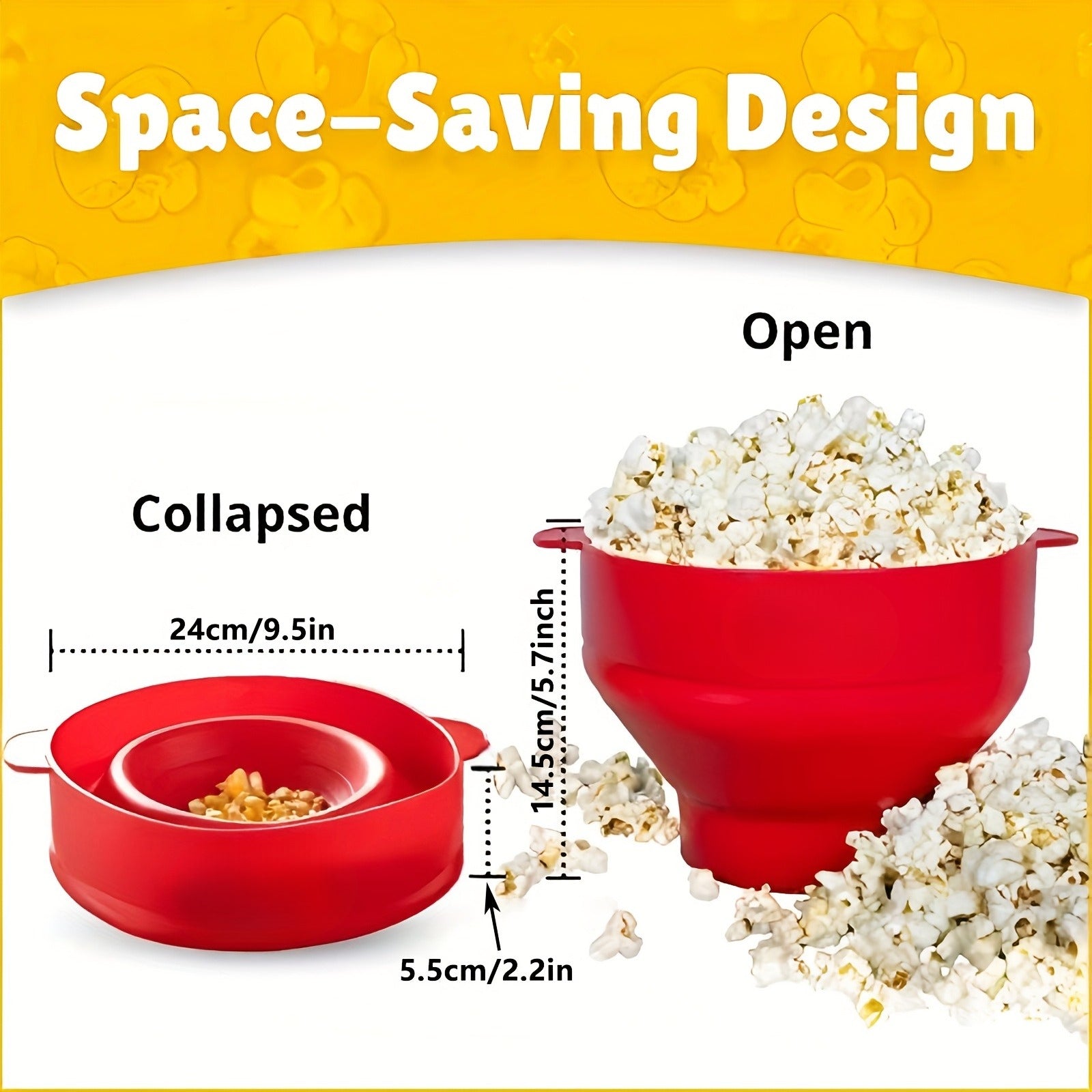 Large Capacity Microwave Popcorn Maker Foldable Silicone Bowl BPAFree  Dishwasher Safe 4