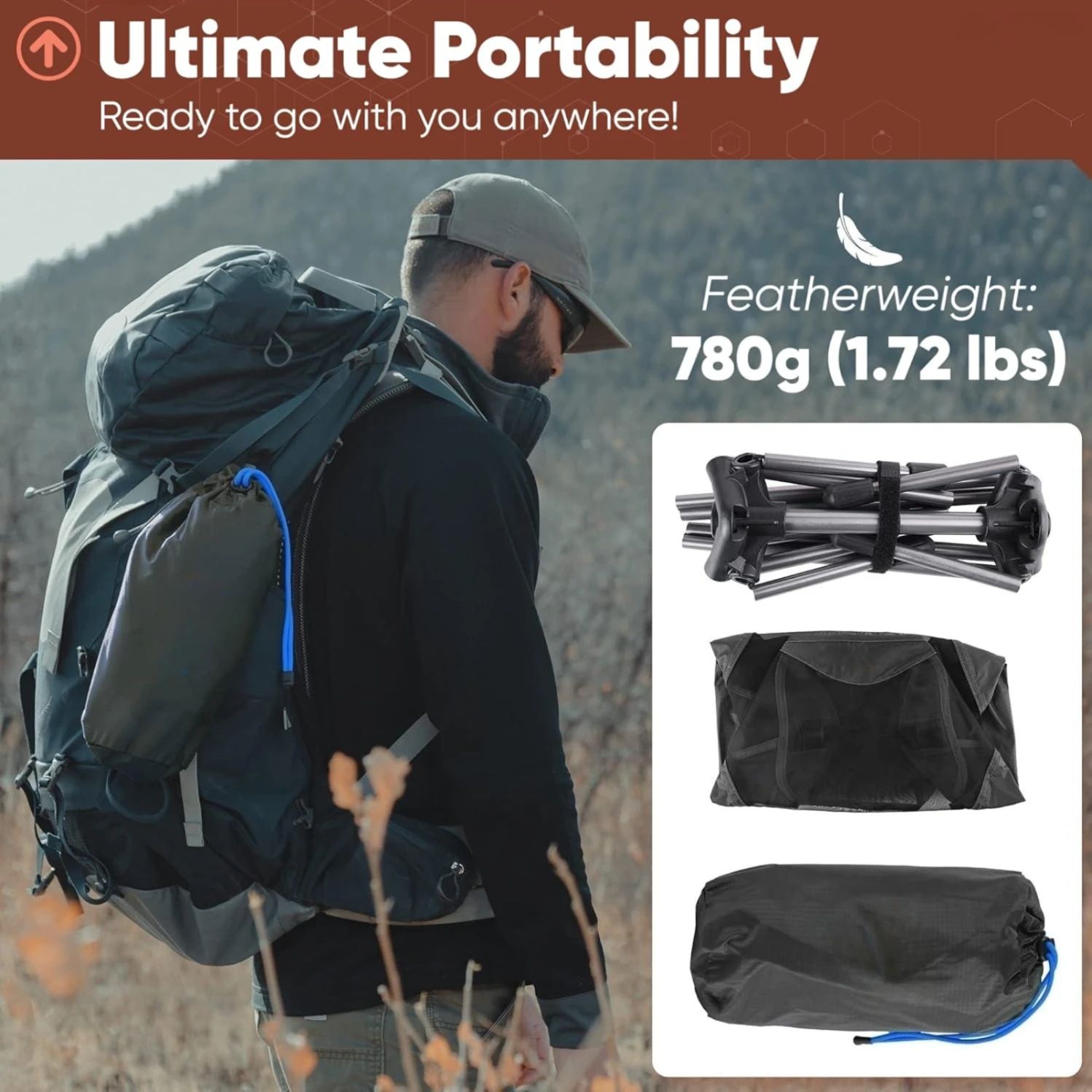Westtune Ultralight Camping Chair 780g Aluminum Folding Moon Chair For Hiking And Travel 2