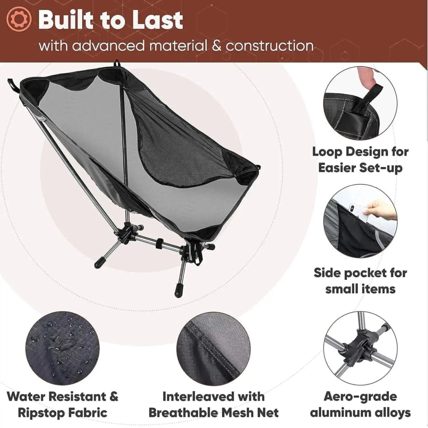 Westtune Ultralight Camping Chair 780g Aluminum Folding Moon Chair For Hiking And Travel 3