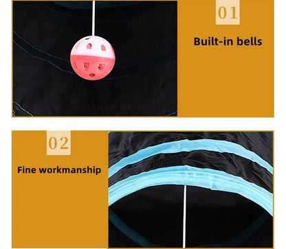 Foldable Cat Tunnel Toy Durable Breathable Play Tube For Indoor Cats 4