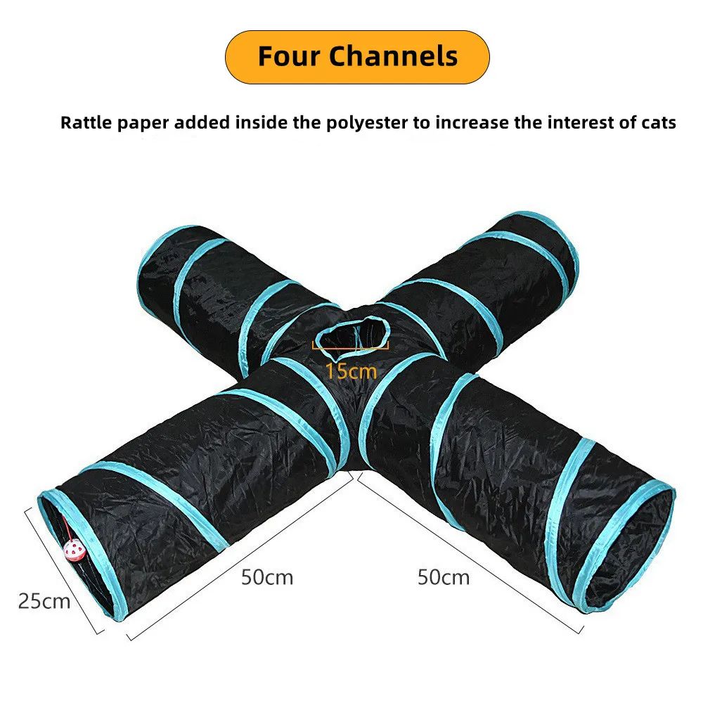 Foldable Cat Tunnel Toy Durable Breathable Play Tube For Indoor Cats 9