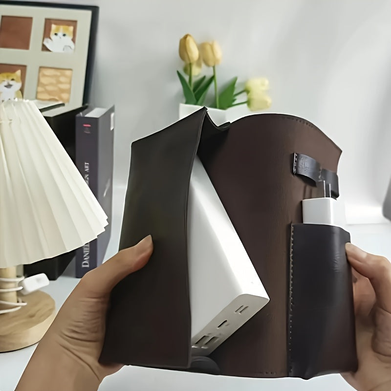 ortable Leather Tech Accessories Case with Multi-Compartment Organizer for Cables, Chargers, Pens - Durable Travel