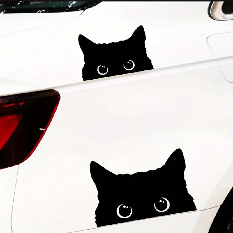Playful Cat Vinyl Car Sticker  Waterproof Cute Eyes Car Decal 2