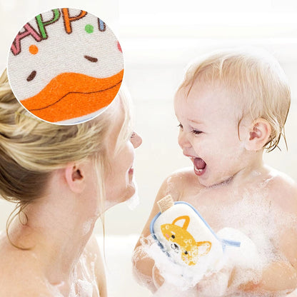 Cute Print Elephant Bath Sponge for Kids, Soft Body Wash Towel for Toddlers and Newborns