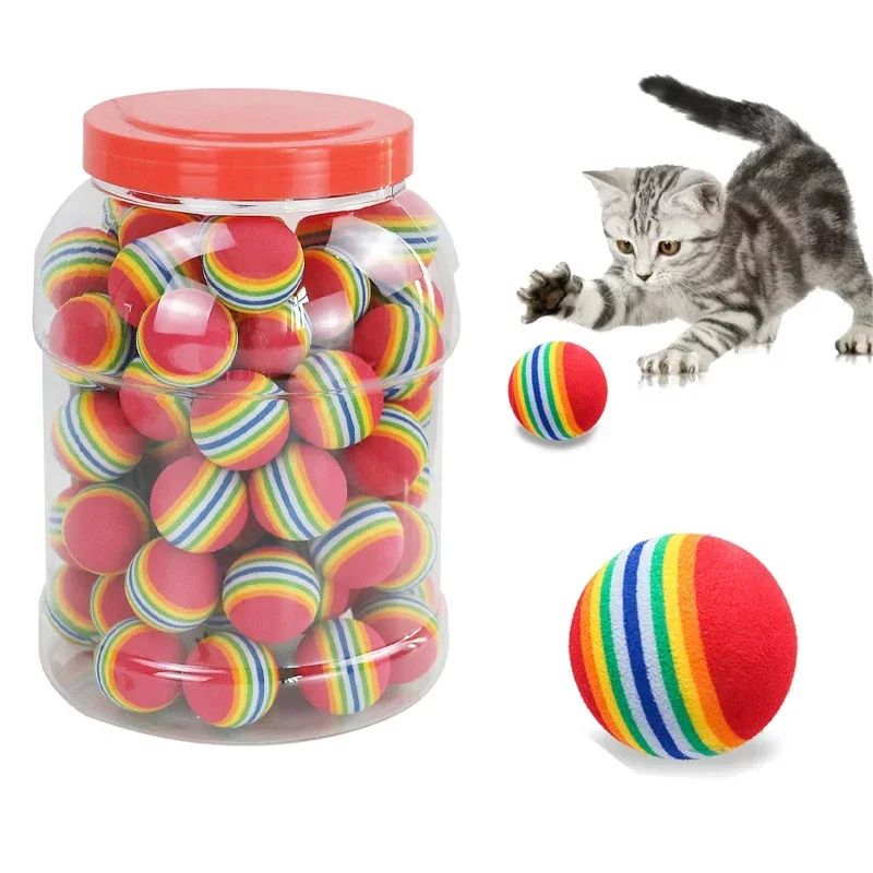 Rainbow Cat Toy Balls Interactive Chew and Play Training Balls for Cats and Dogs