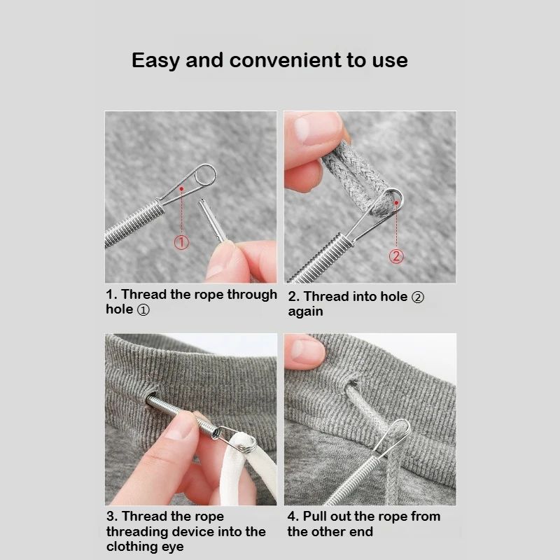 QuickFit Spring Drawstring Threader  Easy Hoodie  Pants String Replacement Tool 5