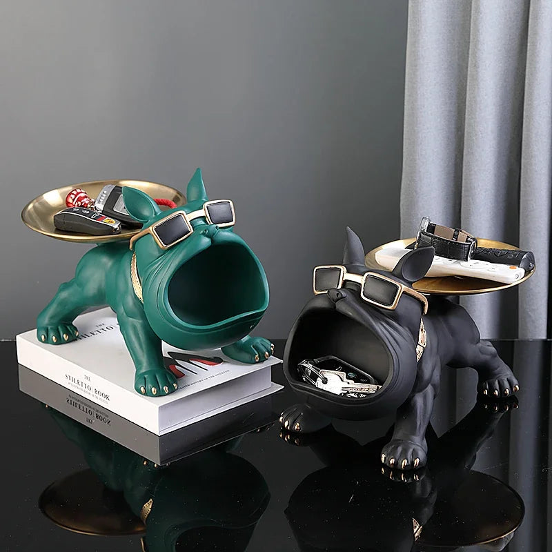 Home Decor Bulldog Sculpture Animal Ornament Key Storage Figurine 3