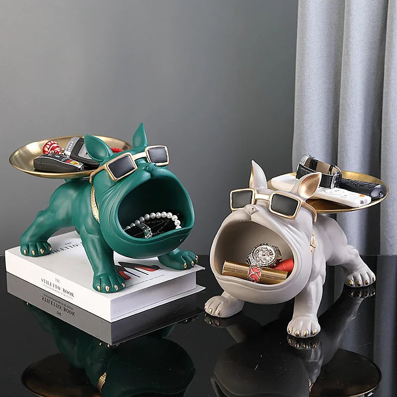 Home Decor Bulldog Sculpture Animal Ornament Key Storage Figurine 4