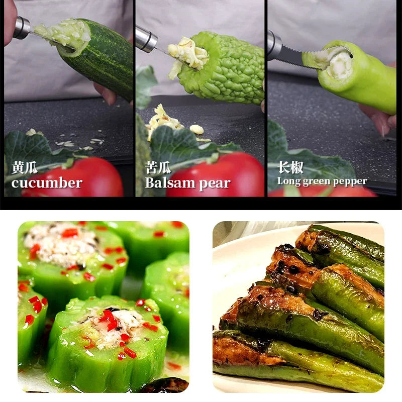 Stainless Steel Corer Green Pepper Seed Remover Chili Corer Bitter Gourd Cutter For Easy Seed Remov 4