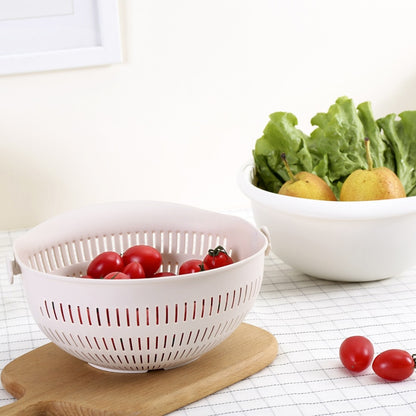 Kitchen Fruit Tray With Removable Double Layer Rotating Washing Basket Household Draining Basin For 2