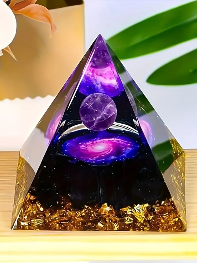 Homeopathic Amethyst Crystal Ball Pyramid, Raw Stone, Stress Relief and Wealth Attraction