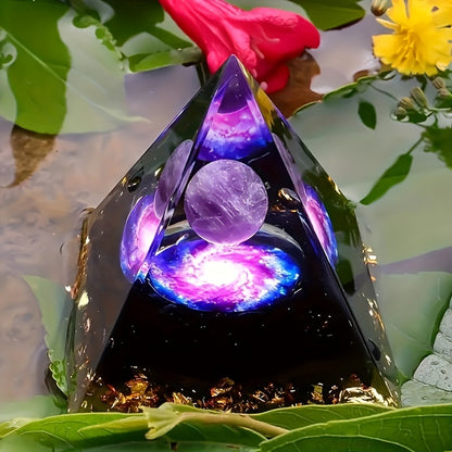 Homeopathic Amethyst Crystal Ball Pyramid, Raw Stone, Stress Relief and Wealth Attraction