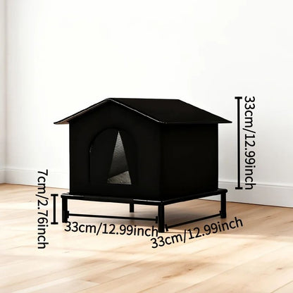 Outdoor Insulated Cat House With Elevated Shelf And Cushion For Warm Winter Shelter 1