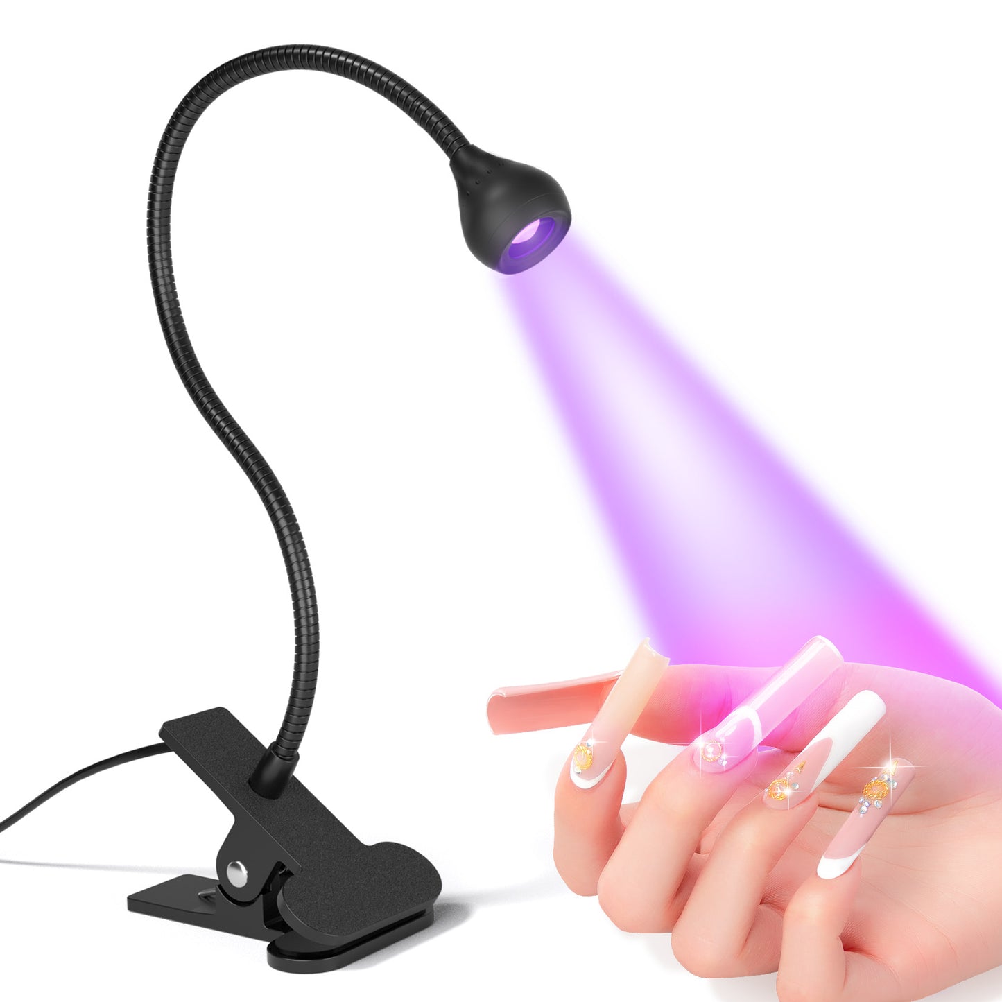 USB Nail Dryer Light, Mini Clip-On UV Lamp for Manicure Gel Nails, Salon Tools