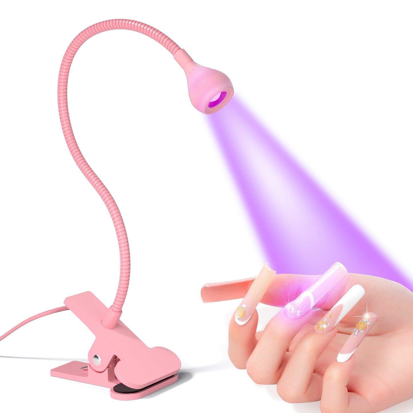 USB Nail Dryer Light, Mini Clip-On UV Lamp for Manicure Gel Nails, Salon Tools