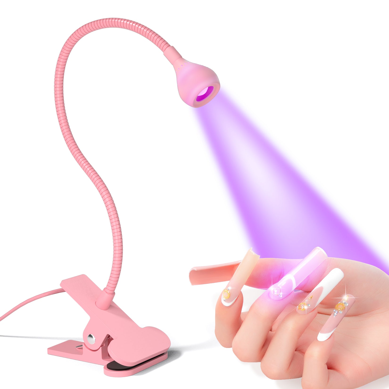 USB Nail Dryer Light, Mini Clip-On UV Lamp for Manicure Gel Nails, Salon Tools