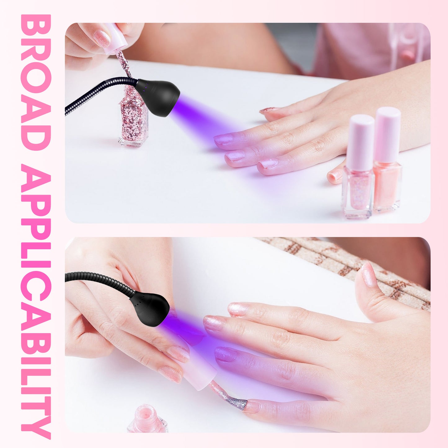 USB Nail Dryer Light, Mini Clip-On UV Lamp for Manicure Gel Nails, Salon Tools