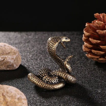 Miniature Copper Brass Snake Statue Antique Bronze Decor Figurines Pure Copper Desktop Ornament For 1