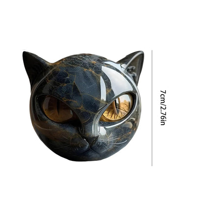Resin Cat Head Healing Stone Decorative Black Cat Stone Figurine Marble Texture Keepsake Gift For O 4