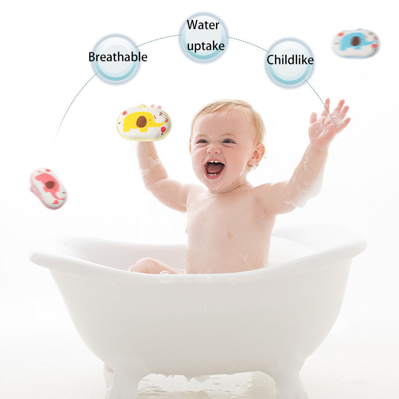 Cute Kids Baby Cotton Shower Bath Sponge Rub Cartoon Elephant Body Wash Towel Soft Sponge For Infan 2