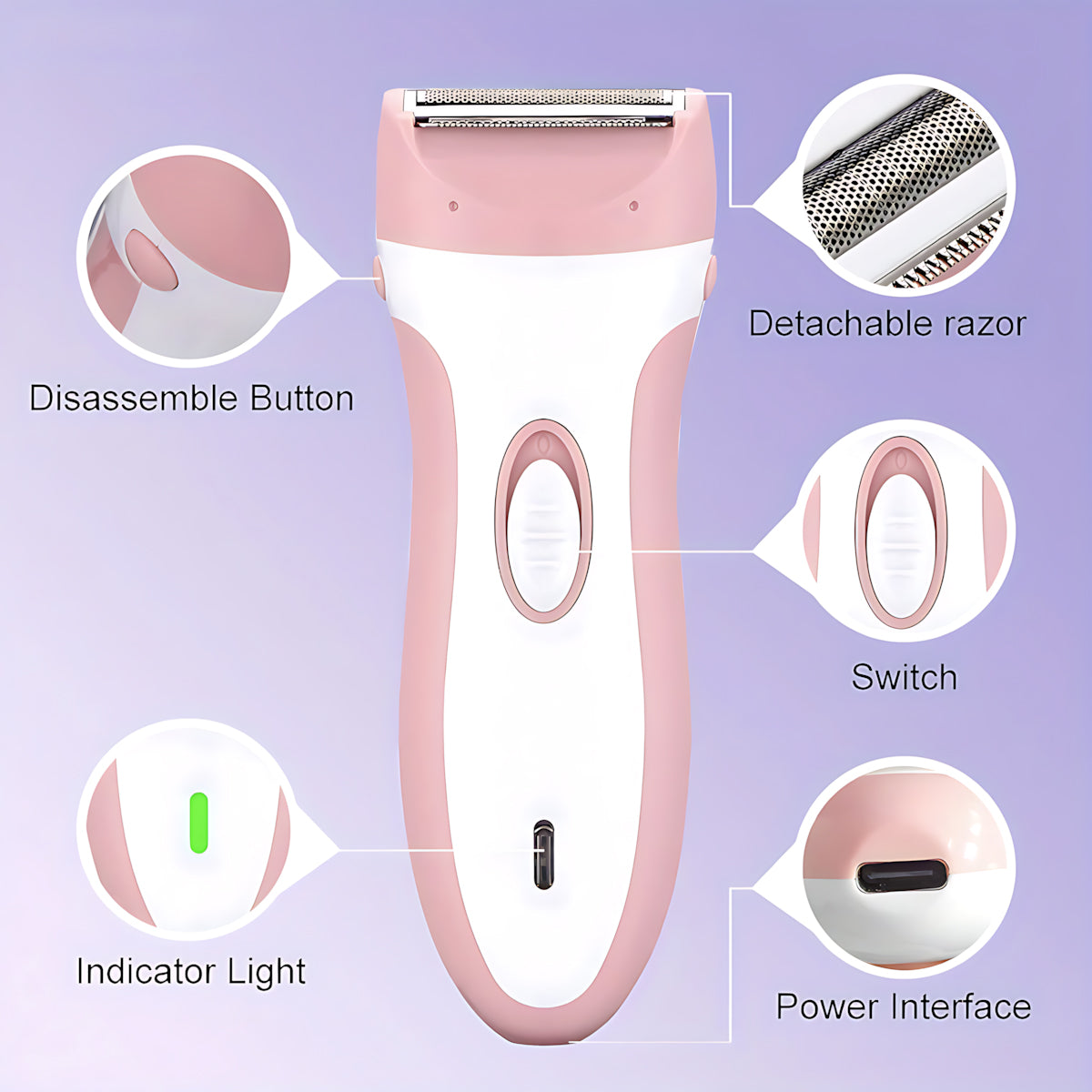 Rechargeable Women Body Trimmer Shaver Electric Razor For Arm Leg Bikini Line  Groin Hair Removal K 4