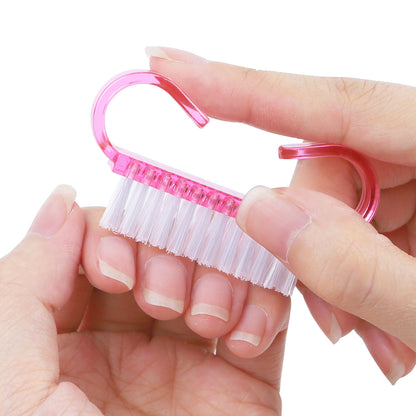 Soft Acrylic Nail Brush Pink Color Nail Art Pedicure Cleaning Brush File Tools Set For Manicure 3
