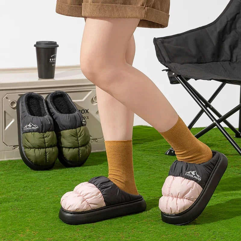 Waterproof Women Slippers With Thick Sole Fashion Mix Color Non Slip Cotton Shoes Comfy Plush Warm  1
