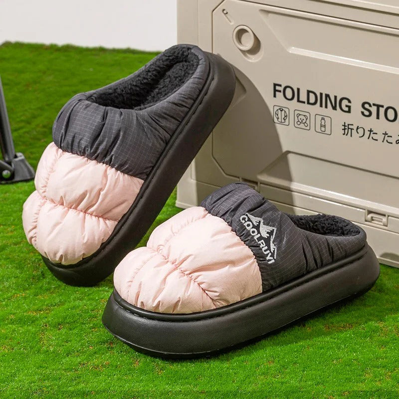 Waterproof Women Slippers With Thick Sole Fashion Mix Color Non Slip Cotton Shoes Comfy Plush Warm  4
