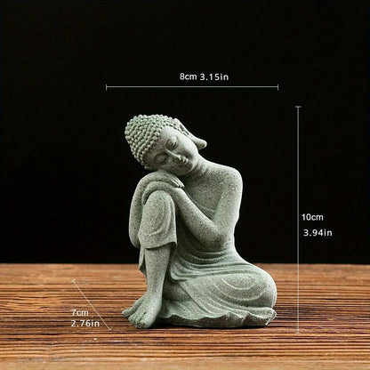 ZenSerenity Mini Buddha Aquarium Statue  Green Sandstone Zen Fish Tank Decor 4