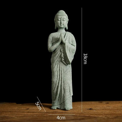 ZenSerenity Mini Buddha Aquarium Statue  Green Sandstone Zen Fish Tank Decor 6