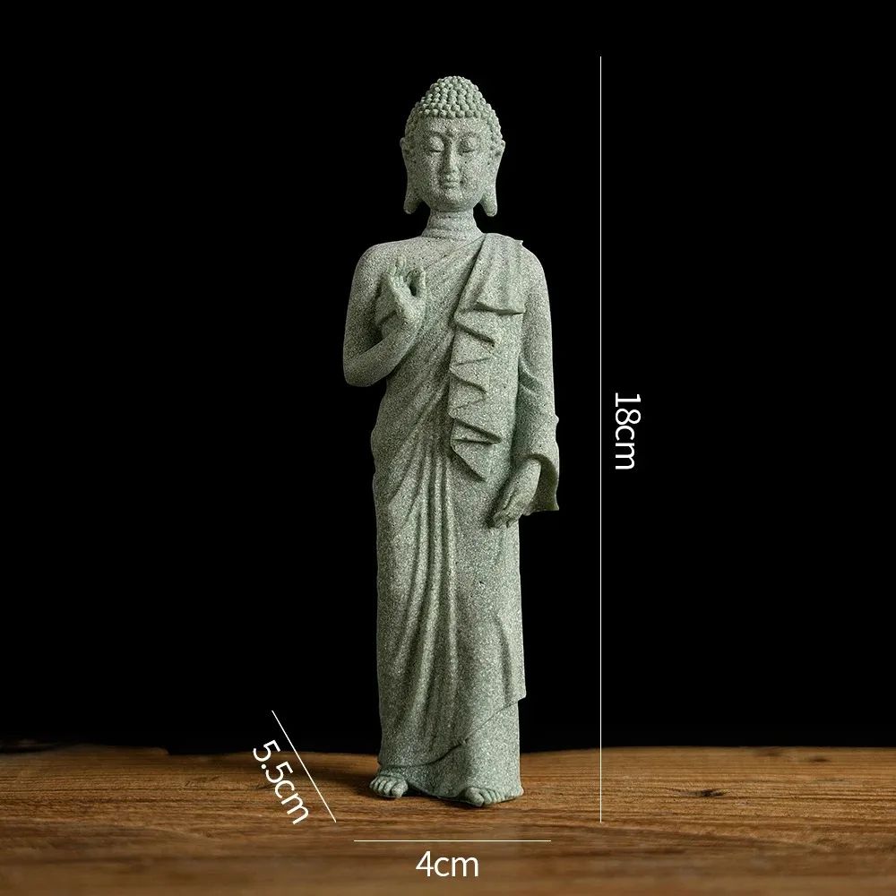ZenSerenity Mini Buddha Aquarium Statue  Green Sandstone Zen Fish Tank Decor 7