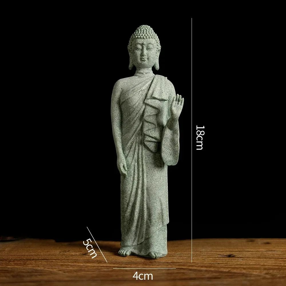 ZenSerenity Mini Buddha Aquarium Statue  Green Sandstone Zen Fish Tank Decor 8
