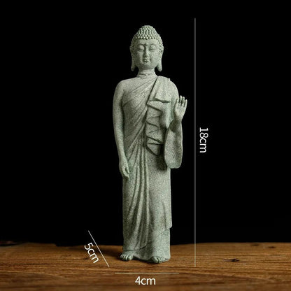 ZenSerenity Mini Buddha Aquarium Statue  Green Sandstone Zen Fish Tank Decor 8