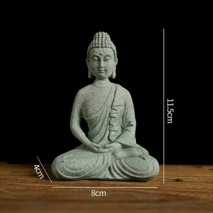 ZenSerenity Mini Buddha Aquarium Statue  Green Sandstone Zen Fish Tank Decor 10