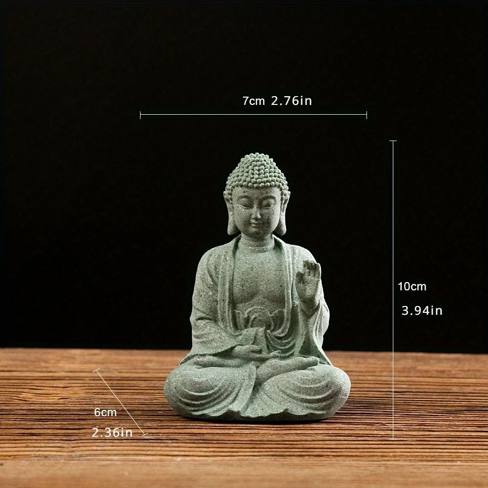 ZenSerenity Mini Buddha Aquarium Statue  Green Sandstone Zen Fish Tank Decor 11