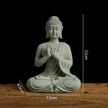 ZenSerenity Mini Buddha Aquarium Statue  Green Sandstone Zen Fish Tank Decor 13