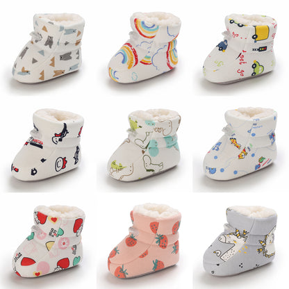 Newborn Winter Snow Boots Boys and Girls Soft Warm Cartoon Printed Baby Fashion Boots