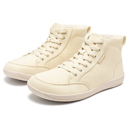 Unisex Mid-Top Canvas Sneakers Zero Drop Lace Up Outdoor Walking Shoes Wide Toe Box Barefoot Shoes