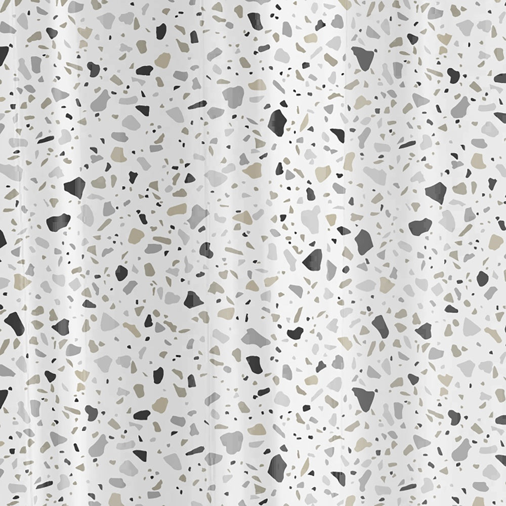 Eco Friendly Waterproof PEVA Shower Curtain Set Black White Terrazzo Pattern Easy Clean Recycled 1