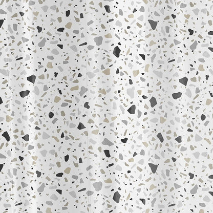 Eco Friendly Waterproof PEVA Shower Curtain Set Black White Terrazzo Pattern Easy Clean Recycled 1